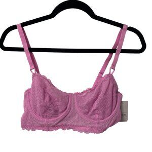 AUDEN BRA DELICATE LACE UNLINED UNDERWIRE ADJUSTABLE STRAPS PINK WOMENS 34C NWT